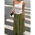 thumbnail image 2 of Women's Army Green Multi Layer Maxi Skirt Drawstring Casual Summer Vacation Skirt, 2 of 22