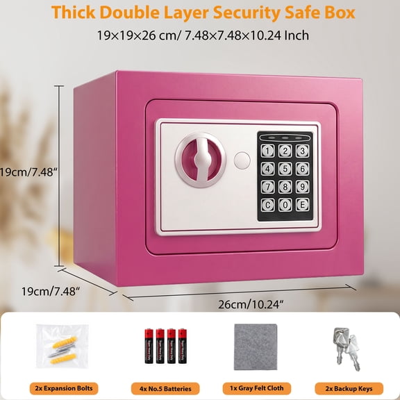 Heavy-duty Security Safe, Electronic Safe With A Numeric Keypad, Comes With 2 Spare Keys,Solid Steel Plate Construction,