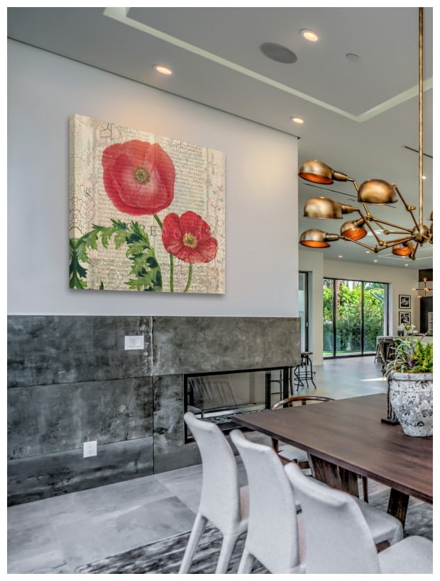"Poppy Pages Square II" Painting Print on Wrapped Canvas