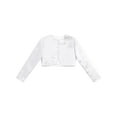 thumbnail image 3 of YEAHDOR Kids Girls Long Sleeves Bolero 3D Applique Flower Girl Dress Coat Fully Liner Cardigan Wedding Shrug White 6, 3 of 5