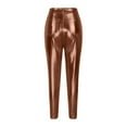 thumbnail image 5 of Jalioing Women's Ankle Length Pant Skinny High Waist Pants Solid Color Zipper Leggings with Pockets (Medium, Bronze), 5 of 6