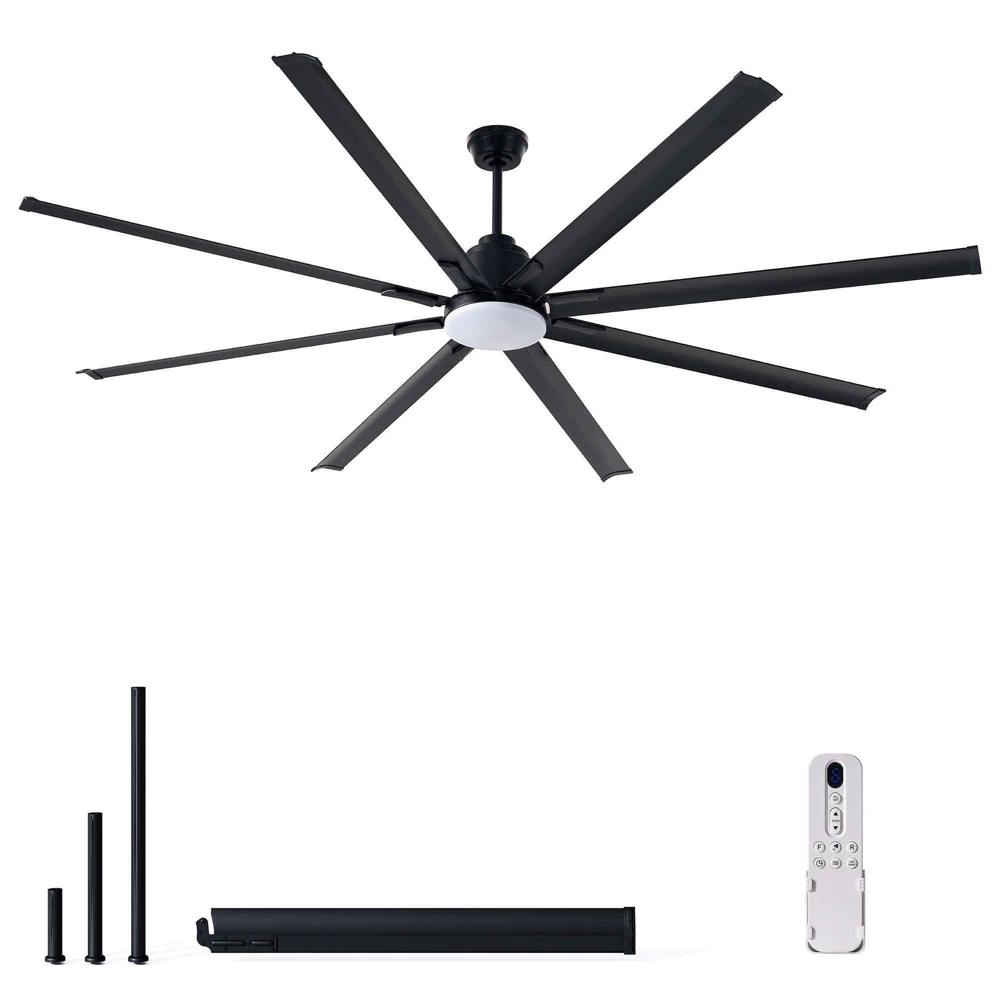 Jocisland 96 in Ceiling Fan with Light, 8-Blade Large Ceiling Fan with Remote, 6-Speed Reversible DC Motor, Dimmable 3-Color LED for Living Room