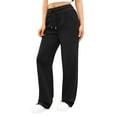 thumbnail image 6 of Wide Leg Sweatpants Women Baggy Fleece High Waisted Cotton Sweatpants Full Length Lightweight Athletic Workout Pants Black M, 6 of 7