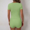 thumbnail image 4 of Ndbuld Womens 2 Piece Workout Sets Short Matching Casual Summer Outfits Slim Fitted Going Out Gym Yoga Athletic Tracksuits Green 2XL, 4 of 6