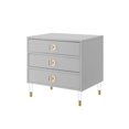 thumbnail image 2 of Sunniva Light Grey Side Table - 3 Drawers, High Gloss Finish, Acrylic Knob and Acrylic Leg with Gold Tip, 2 of 10