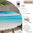 thumbnail image 3 of Coastal Beach Round Tablecloth for 36-44 Inch Tables,Fitted Table Cover with Elastic Edge,Modern Ocean Wave Sea Nautical Sky Blue Waterproof Outdoor Table Cloth Protector for Patio Garden Dinner, 3 of 9