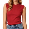 thumbnail image 6 of ITSAME Womens Ribbed Tank Tops Crewneck Sleeveless Shirts Summer Stretchy Casual Tops Red Size XL, 6 of 7