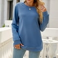 thumbnail image 2 of Christmas! Ohufall Womens Tops, Women's Fashion Solid Round Neck Pleated Long Sleeve Irregular Bottom Loose T-shirt Top Fall Clothes, 2 of 4