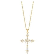 Brilliance Fine Jewelry 10K Yellow Gold Cubic Zirconia Cross on 18" Gold Filled Chain Pendant