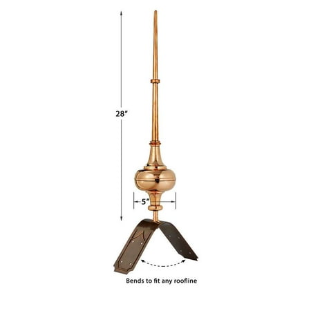 Good Directions Decorative Topper - Good Directions Morgana Pure Copper Finial with Decorative Copper Roof Mount - 34