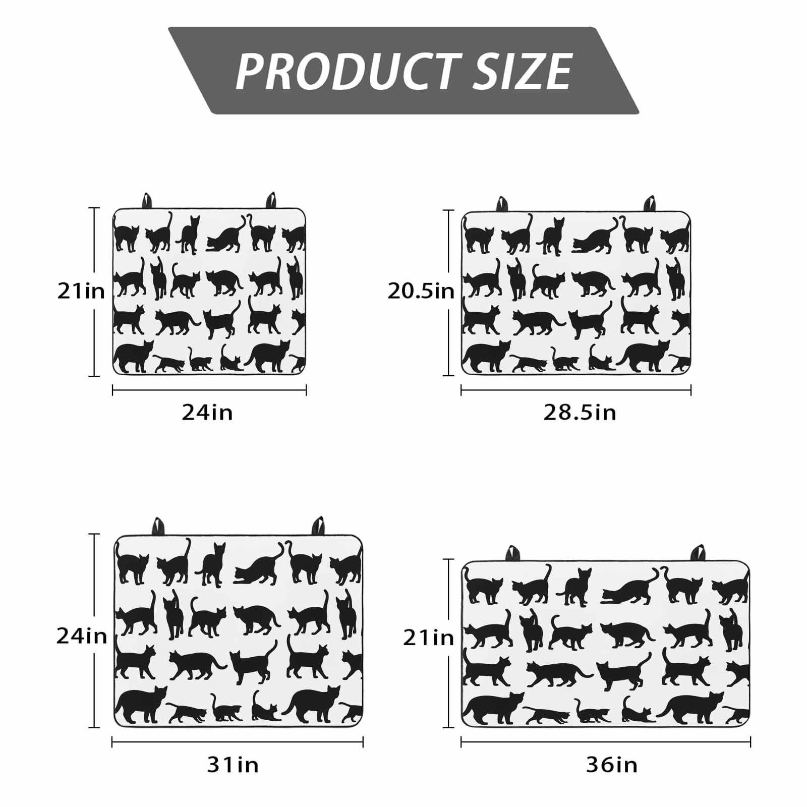 Black Cat Stove Top Cover for Electric Stove, Heat-proof & Non Slip Glass Top Stove Cover Protector, Modern Cartoon Animals Minimalist Kitchen Flat Cooktop Rubber Mat 24x21 Inches