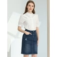 thumbnail image 2 of DARING DIVA Women's Ripped Hem Washed Jeans Denim Skirt XS Deep Blue, 2 of 6