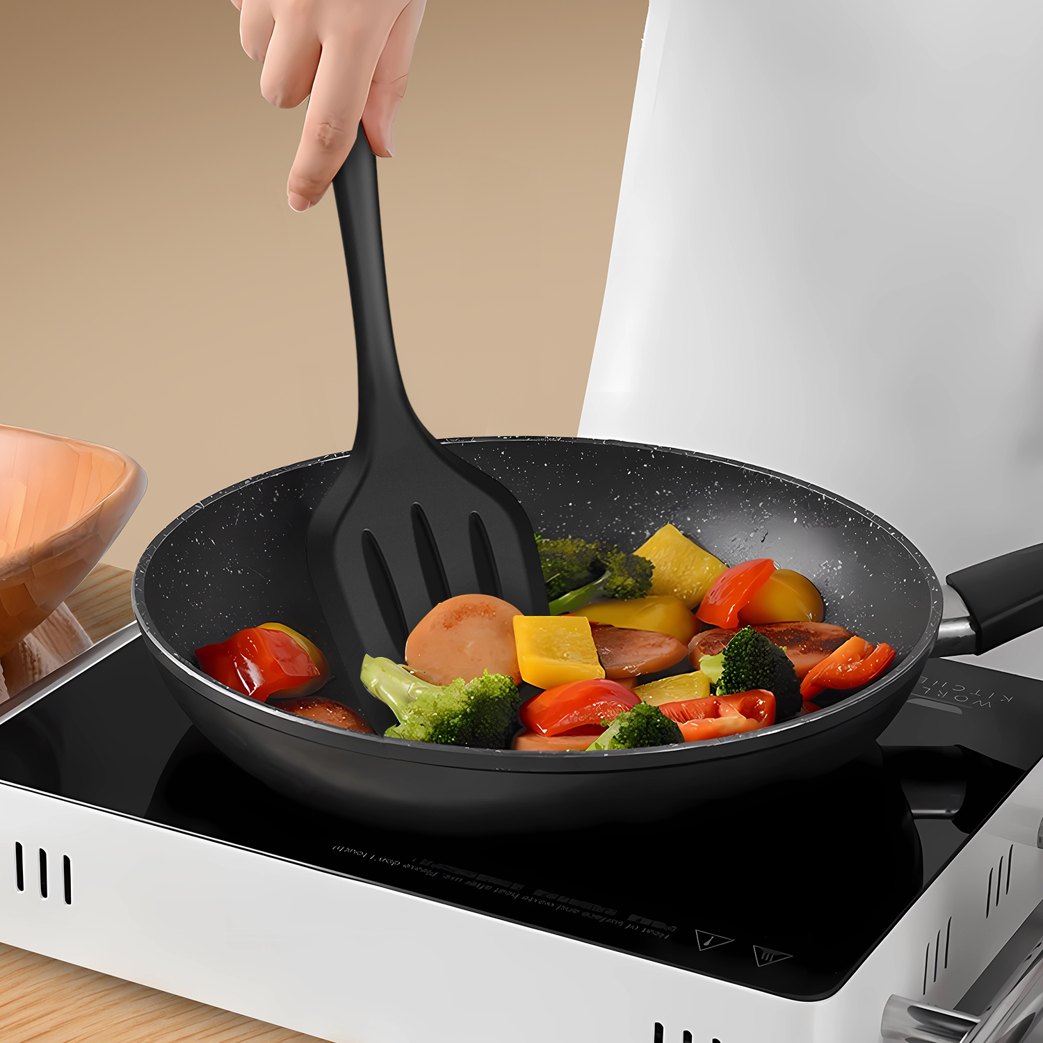 oannao 15-Piece Silicone Cooking Utensils Set, Black photo 2