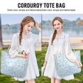 thumbnail image 4 of Gocvo Corduroy Tote Bag, Extra Large Tote Bag for Women, Soft and Lightweight Lady Handbags for Travel Work Everydayt(Blue Floral), 4 of 7