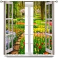 thumbnail image 3 of Landscape Curtains,Flower Forest Nature Curtains for Living Room, 3D Secenery View Blackout Green Spring Window Treatments for Bedroom Drape 2 Panel Sets,52x84 Inch, Style-9, 3 of 6