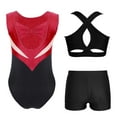 thumbnail image 4 of Hansber Girls Kids Gymnastics Outfits Sleeveless Crop Top Ballet Leotard with Shorts Set for Dance Class Burgundy Black 8, 4 of 6