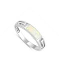 thumbnail image 4 of CHOOSE YOUR COLOR White Simulated Opal East-West Greek Key Ring .925 Sterling Silver Band CZ Female Size 6, 4 of 4
