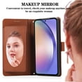 thumbnail image 5 of Compatible with Samsung Galaxy A56 5G Wallet Case, with Wrist Strap and Crossbody Strap, Make-up Mirror PU Leather Flip Credit Cell Cover Kickstand for Samsung Galaxy A56 5G Girls Women, Brown, 5 of 8