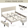 thumbnail image 3 of King Size Bed Platform Frame with Fabric Upholstered Headboard and Wooden Slats, No Box Spring Needed/Easy Assembly, Dark Beige, 3 of 6