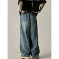 thumbnail image 4 of EMMIOL Men's Y2K Vintage Baggy Wide Leg Jeans 90s Drawstring Waist Loose Fit Hip Hop Denim Pants, 4 of 8