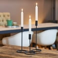 thumbnail image 6 of Cylinder Top Taper Candle Holders, Set of 3, Artisan Crafted, Finished in Black, Hand Rubbed Iron, 12.5, 10.25, and 7.75 Inches Tall, 6 of 6