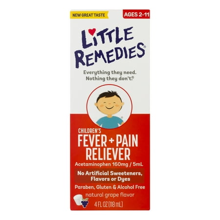 Little Remedies Children's Fever + Pain Reliever, 4.0 FL (Best Remedy For Cedar Fever)