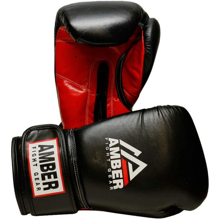 Amber Fight Gear Professional Hook and Loop Leather Training Boxing Gloves  - Kickboxing Gloves - Heavy Bag Gloves, Punching Bag Gloves for Boxing