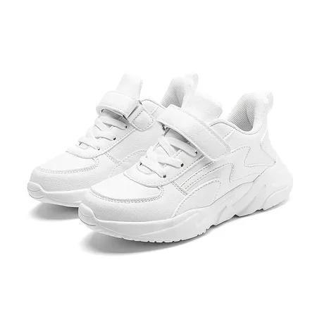 

GEDER-S1 Kids White Sneakers Lightweight Hook And Loop Fastener Sports Shoes Outdoor Walking And Running For Girls And Boys