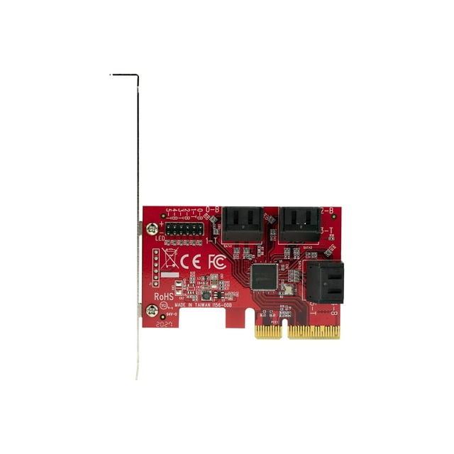 StarTech.com SATA PCIe Card, 6 Port PCIe SATA Expansion card, 6Gbps SATA Card, Low/Full Profile, Stacked SATA Connectors, ASM1166 Non-Raid SATA Controller Card - PCI Express to SATA Converter - Storage controller - SATA 6Gb/s - low profile - PCIe 3.0 x4 - red