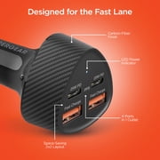 HyperGear SpeedBoost 50-Watt Quad PD Car Charger, Black, 15785