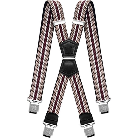 Dark Curry Stripe-Men's Suspenders One Size Fits All Style X Strong Clips Various Colors