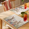 thumbnail image 4 of Easter Rabbit Placemats Set of 4, Vintage Brown Bunny Spring Blue Pink Flower Leaf Linen Texture Non-Slip Place Mats Washable Table Mats for Kitchen Dining Table Decorations Indoor/Outdoor, 4 of 9