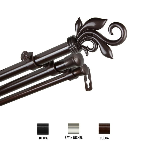 Micah Triple Curtain Rod 13/16 inch dia. 120-170" - Cocoa