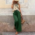 thumbnail image 5 of VIWORLD Women's Printed 2-Piece Outfit Sleeveless Halter Top Wide Leg Trousers Set Summer Casual Streetwear Green A，M, 5 of 7