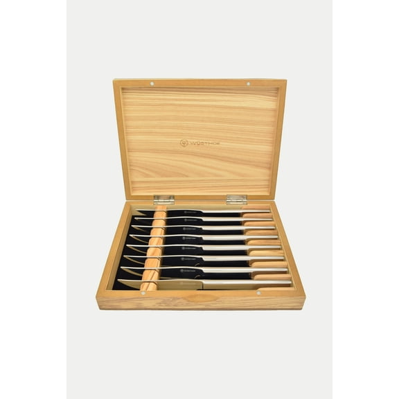 Wusthof Stainless Eight Piece Steak Knife Set In Olivewood Chest