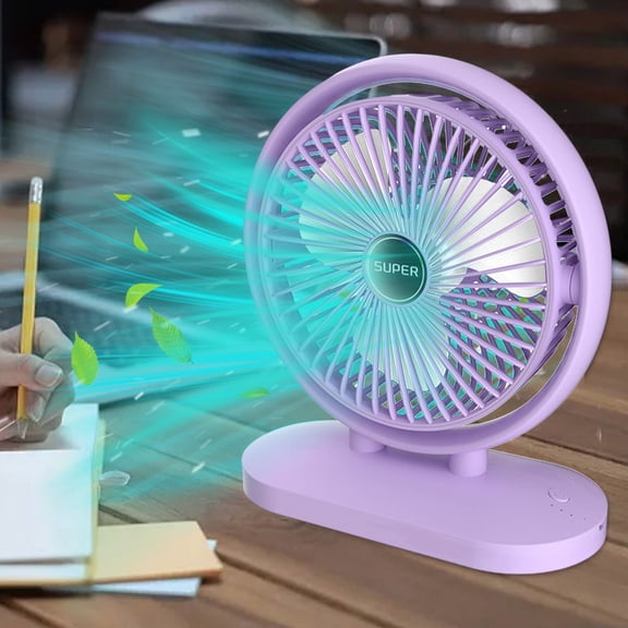 Qiopertar Under $5 Silent Desktop Fan 9 Inch, Three-Speed Multi-Angle USB Powered Fan for Office Bedroom, Small Circulation Fan with Double Bracket
