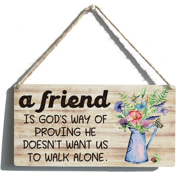 Cskhip Beautiful Friendship Signs Wood Signs a Friend is God's Way Hanging Sign Plank Plaque Wall Art Decor Front Door Porch Kitchen Coffee Garden Bar Pub Hotel 6x12 Inch