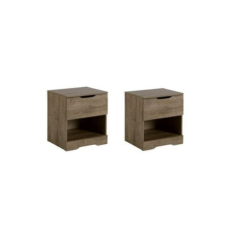 - Home Square Bedroom Furniture Set of 2 Nightstands in Weathered Oak