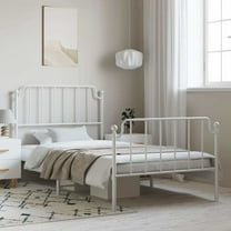 vidaXL Twin Metal Bed Frame with Headboard & Footboard, Sturdy Seel, White, No Mattress