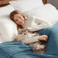 thumbnail image 6 of Whale Flotilla Twin Size Fuzzy Fleece Blanket, 60"x80" Fluffy Warm Soft Jacquard Bed Blankets for Fall Winter, Lightweight and Cozy, Slate Blue, 6 of 11