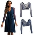 thumbnail image 2 of T Shirts for Women Both Side Wear Solid Color Sheer Plus Size Seamless Arm Shaper Crop Inner Lap Shirt, 2 of 7