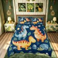 thumbnail image 2 of meiyoeat Navy Watercolor Cute Dinosaur Bedding, Kawaii Animal Duvet Cover Full, Blue, Blue Reversible, 3 Pieces, 1 Duvet Cover and 2 Pillowcases, 2 of 6
