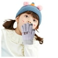 thumbnail image 3 of Dyfzdhu Children Baby Boys Girls Winter Warm Skiing Gloves Kids Cartoon Fleece Knitted Full Finger Mittens Gloves Grey, 3 of 4