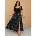 thumbnail image 4 of Plus Size Women Vacation Ditsy Floral Maxi Dress with Side Slit and Tie Waist, 4 of 6