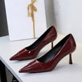 thumbnail image 4 of Women Pointed Toe Stiletto Sexy Pumps 6.5CM Patent Leather Wedding Evening Party, 4 of 6