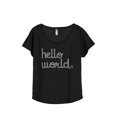 thumbnail image 1 of Thread Tank Hello World Women's Relaxed Slouchy Dolman T-Shirt Tee Heather Black 2X-Large, 1 of 4