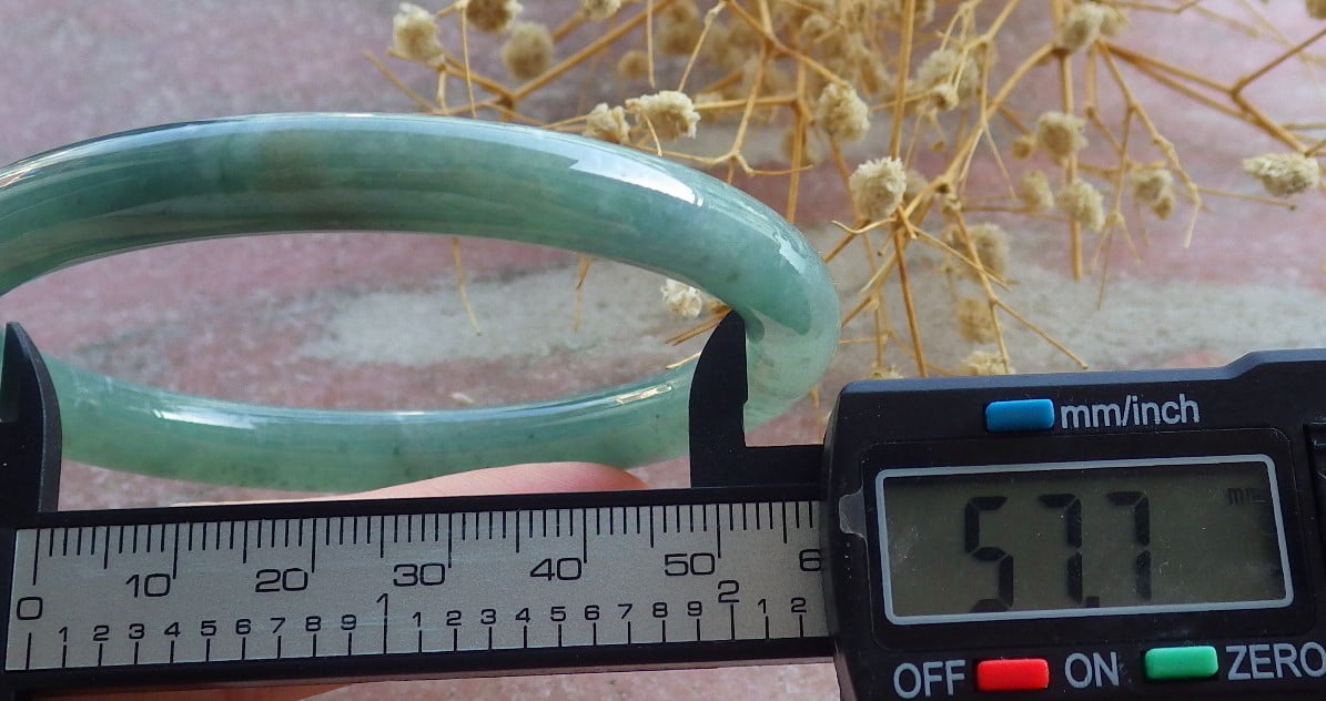Icy Green Natural A JADE Jadeite Circle Bangle Bracelet 58 mm 683887 TN