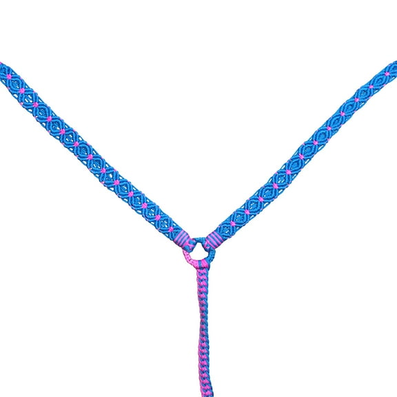Hilason Horse Breast Collar Braided Paracord Turquoise / Pink