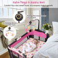 thumbnail image 5 of Costway 3-in-1 Convertible Portable Baby Playard Newborn Napper Height Adjustable Pink, 5 of 11