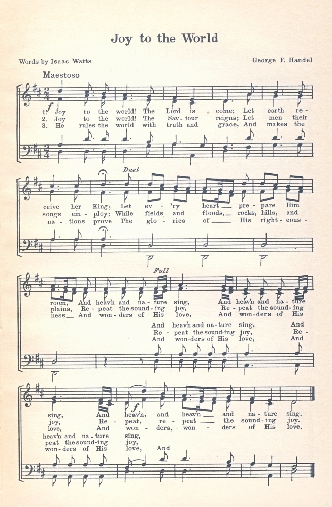 Joy to the World Handel (16851759) & Watts (16741748) No ls Christmas